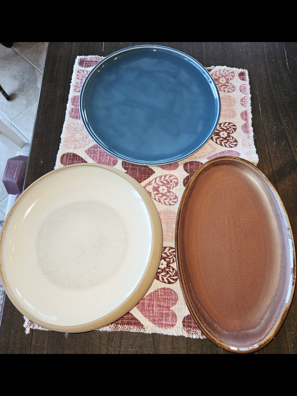 Set of 3 Libbey Stoneware Flat Plate Coup Plate Hedonite Porcelain Platter